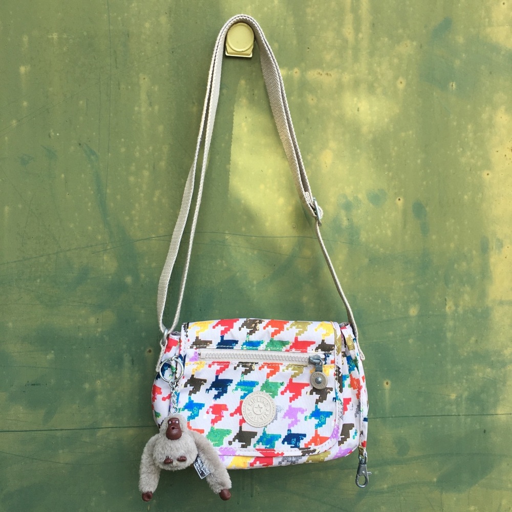 *Kipling* Rainbow Houndstooth Mini CrossBody Bag~